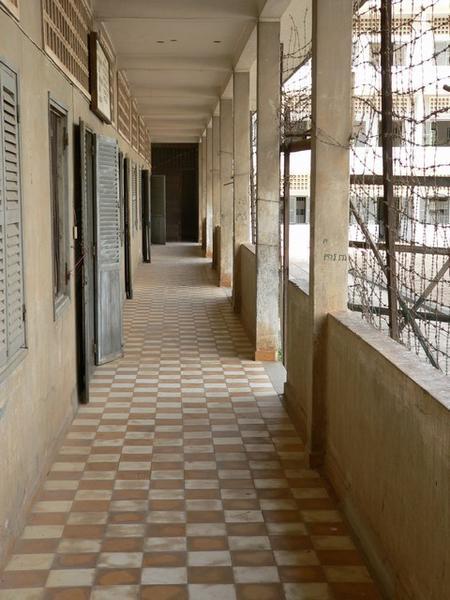 Second floor corridor - note barbed wire to prevent suicide attempts