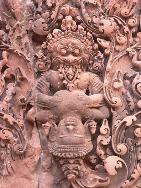 Narasimha (Vishnu in leonine form) clawing Hiranyakasipu (king of the asuras)
