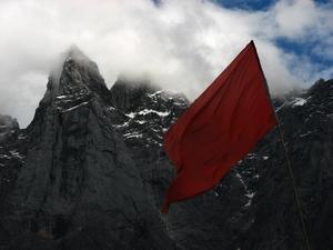 Mountains and flag
