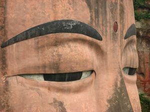 Giant Buddha's eyes and eyebrows