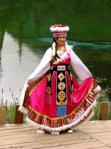 Tourist in traditional costume