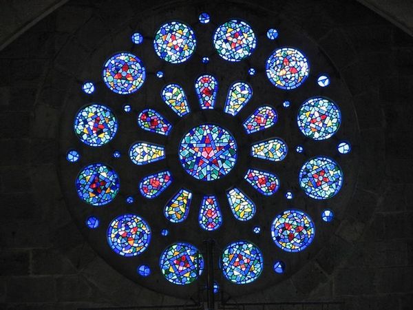 Stained glass window in church