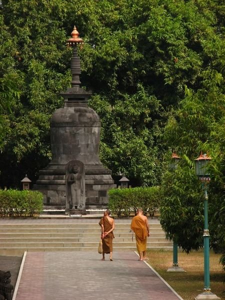 Monks and stupa