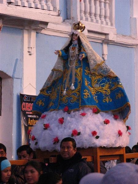Float bearing statue of the Virgin of Carmen (?)