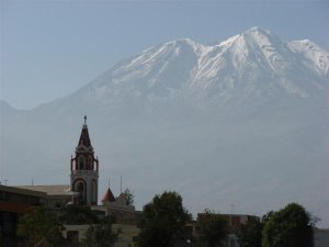 Mountains and church