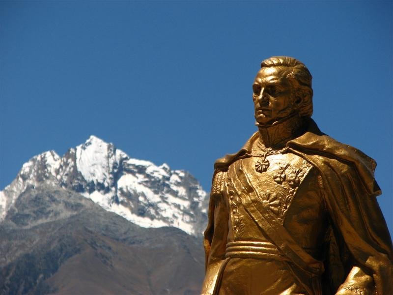 Statue and Mount Huascaran (maybe)