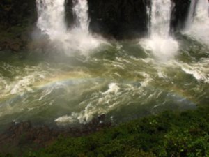 Waterfalls and rainbow