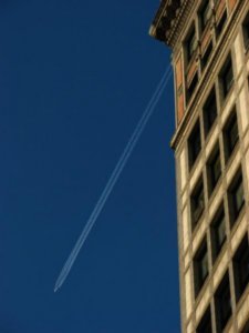 Contrail and building