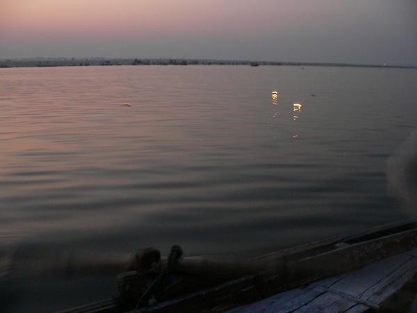 Lamps floating on the Ganges