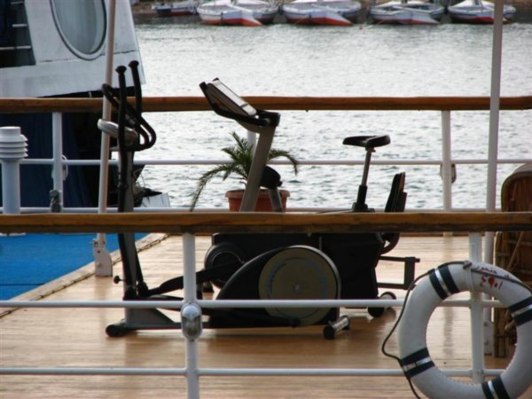 Cruise ship deck-based exercise bike
