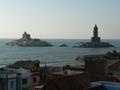 The memorial and statue offshore of Kanyakumari