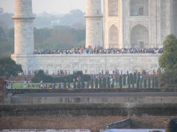 Hordes of people at the Taj Mahal
