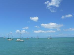 Boats moored off Airlie Beach