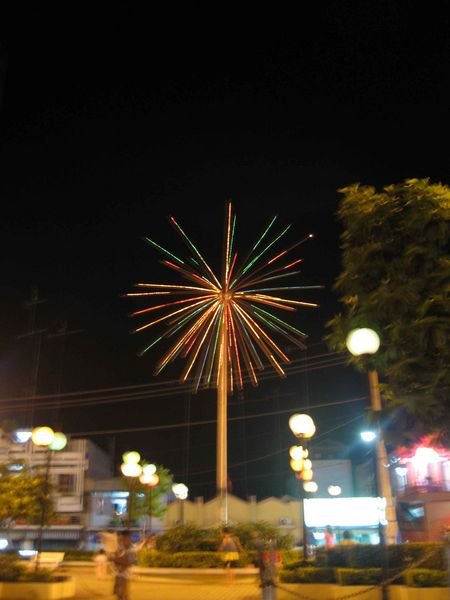 fireworks for Tet in Chau Doc