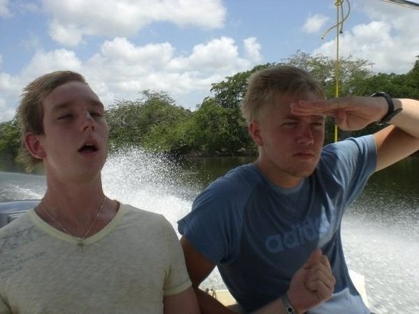 Genti and Joe on Lamanai Jungle Boat Ride