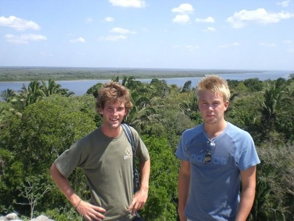 Genti and Brad on top of Lamanai Temple