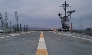 Looking forward from aft end of Flight Deck