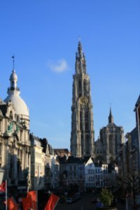 The Spire of the Cathedral dominates the Antwerp skyline
