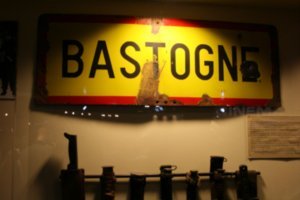 The entrance sign for the town of Bastogne