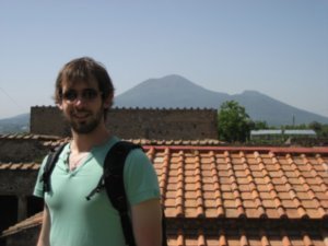 Villa dei Misteri with Vesuvius looming in the background