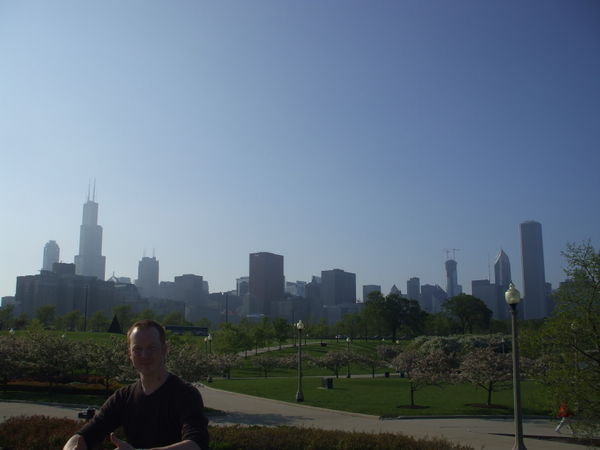 Tim and the Skyline of Chicago
