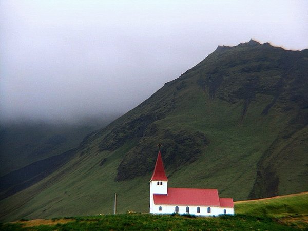 View of church in Vik 