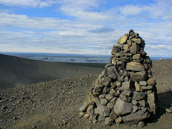 Stone pile by Hverfjall Crater 