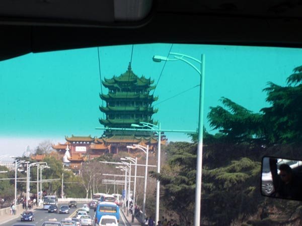 View of Yellow Crane Tower from the bus