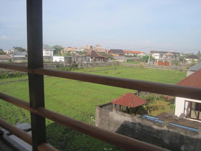 View from the rooftop breakfast area of our Bali hostel