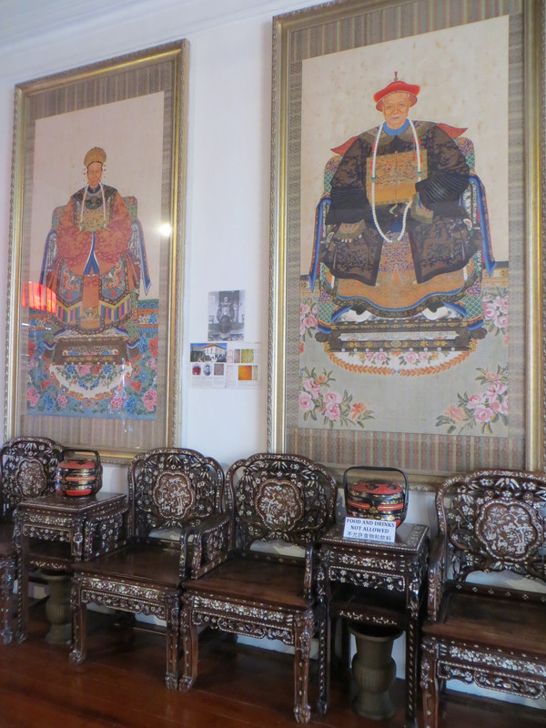 Baba Nyonya portraits and furniture inlaid with mother of pearl in Peranakan Mansion