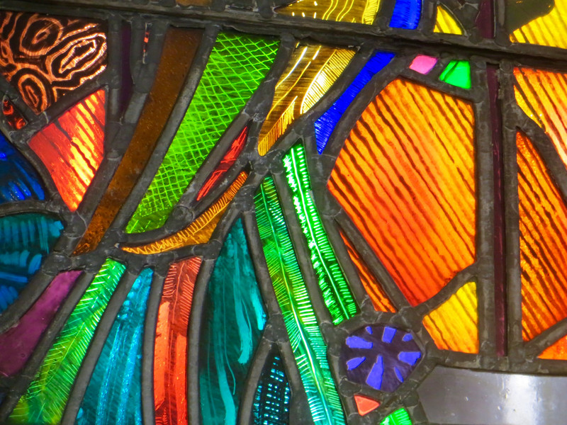 Vibrant colours, stained glass window in the Penang Colonial Museum