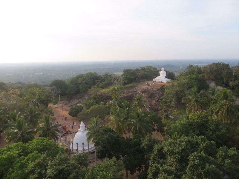 Large Buddha statue at Mihintale, taken from the top of Aradhana Gala