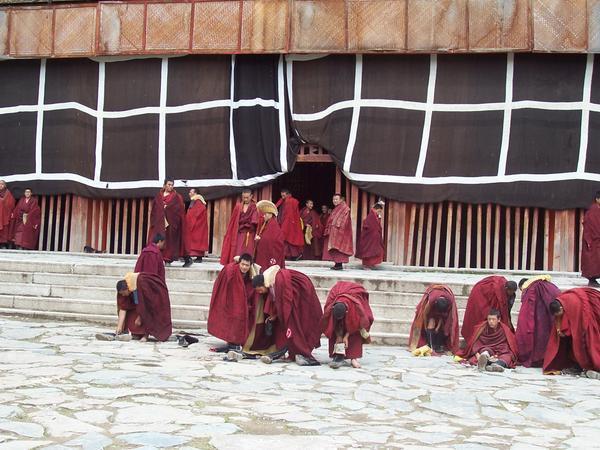 Tibetan monks in Langmusi