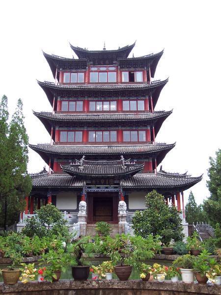 The wooden temple in Lion Hill Park.