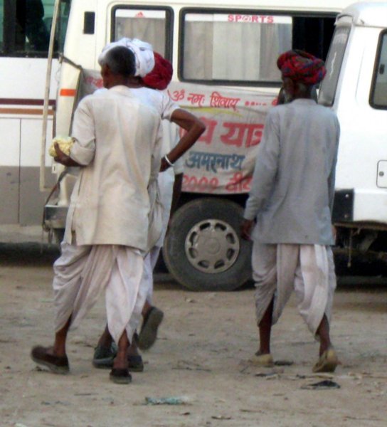 Truck drivers waiting to cross into Pakistan