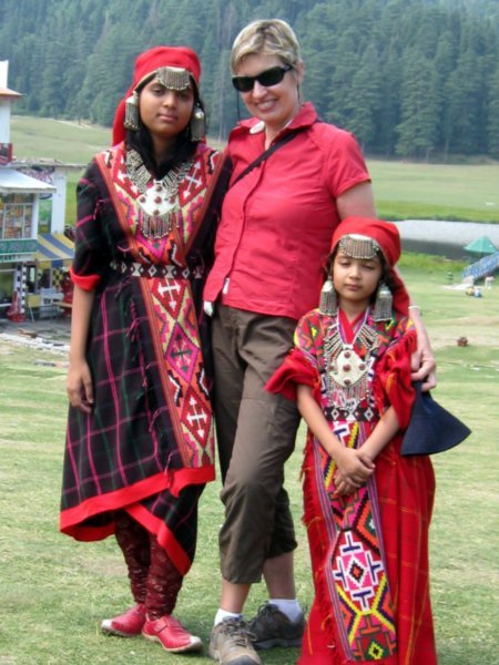 indian tourists dressed in traditional 'dress up' clothes for photos