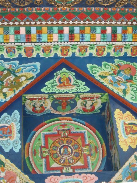 Detail of Buddha paintwork at Baseri near Sangla