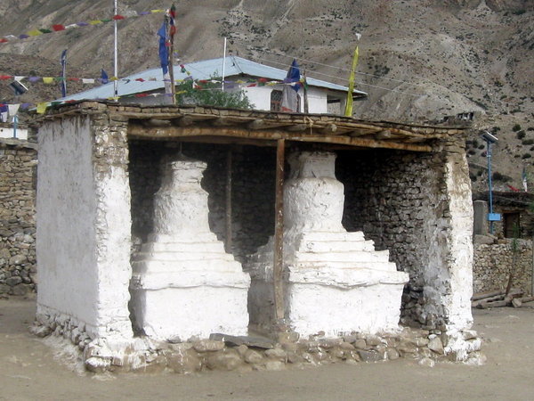Ancient chortens in temple complex