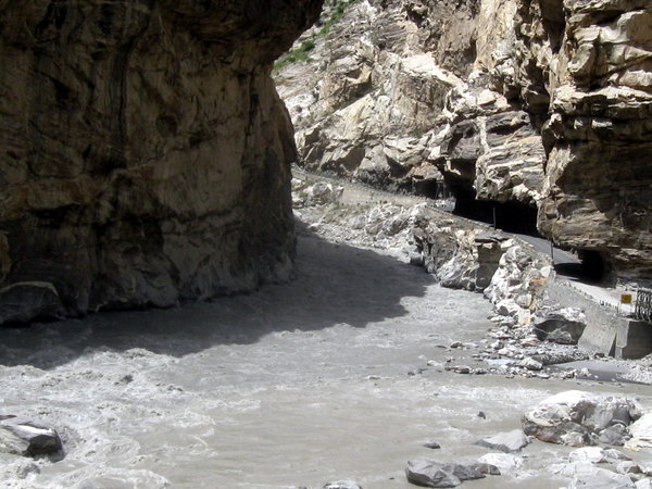 The junction of the Sutlej and Spiti Rivers