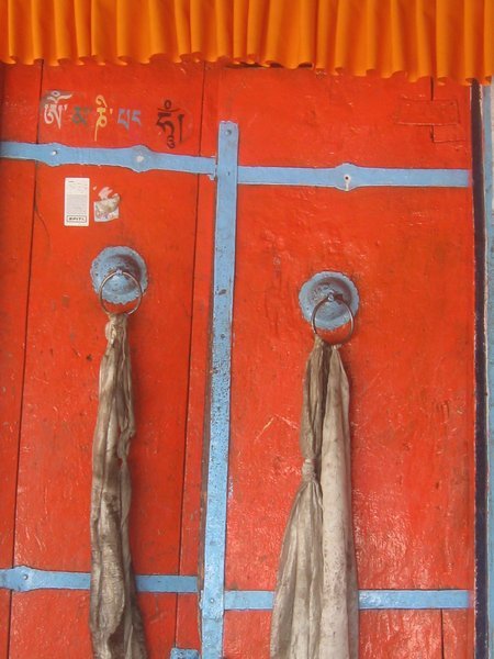 Vibrant door at the monastery - into main temple
