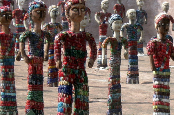 Hundreds of ladies made from broken glass bangles
