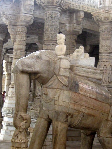 One of many large marble elephants withing