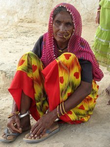 Elderly woman in the village