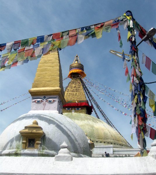 Buddha's eyes above the Bodhnath Stupa