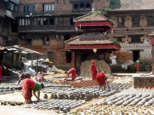 Pots drying in Bhaktapur