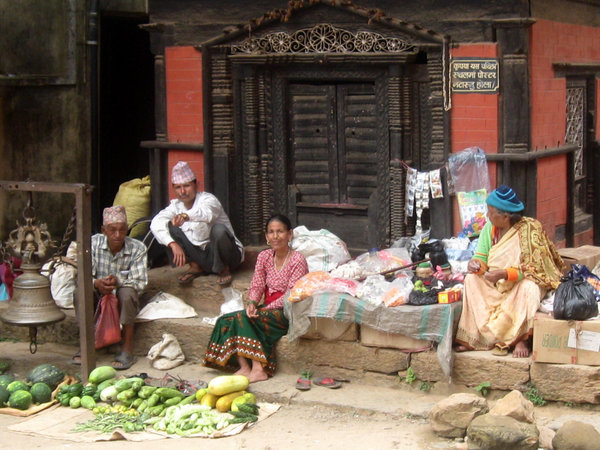 Vegetable sellers in main square in Tansen