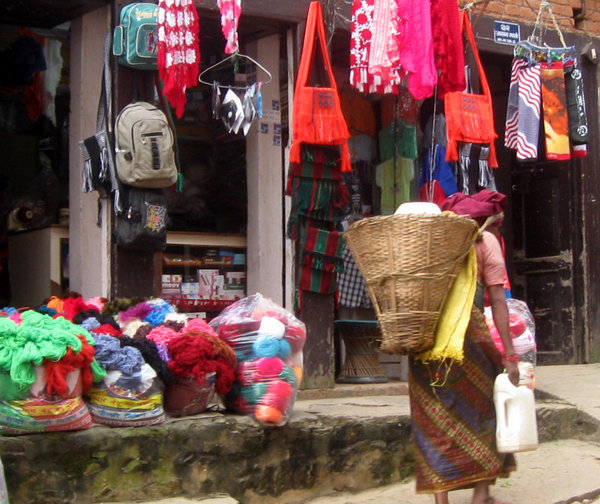 Lady in the shopping area in Tansen
