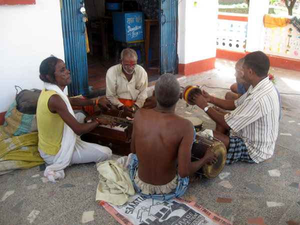 Musicians celebrating Dasian at the Hindu temple