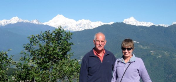Jerry and Linny with Khangchendzonga Mountain in the background