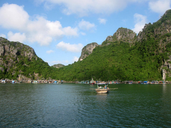Fishing village in Halong Bay
